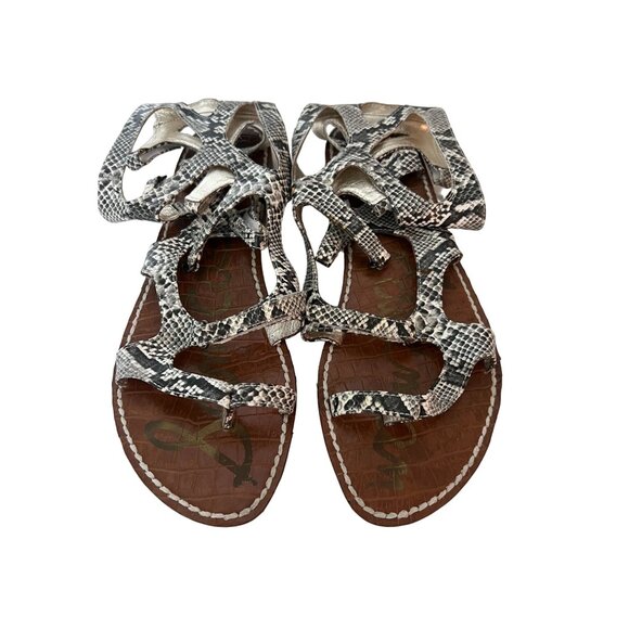 Sam Edelman Snake Print Sandals - Black and White - Picture 1 of 5